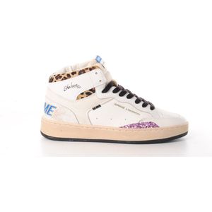Crime London dames hoge sneaker Poseidon leder off white