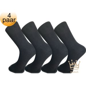 Nakkie’s medische sokken - 100% katoen - 4 paar - Maat 36/38 - Zwart - Neuropathie - Reuma - Diabetes