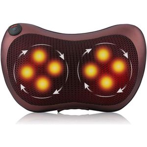 12V Auto 8 Kneedrollen Verwarming Nek Schouder Rugmassage Kussen Shiatsu - Massagekussen - Auto-accessoires