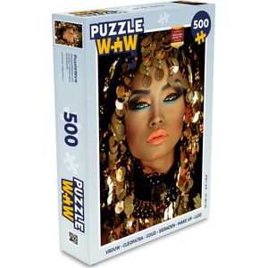 Puzzel Vrouw - Cleopatra - Goud - Sieraden - Make up - Luxe - Legpuzzel - Puzzel 500 stukjes