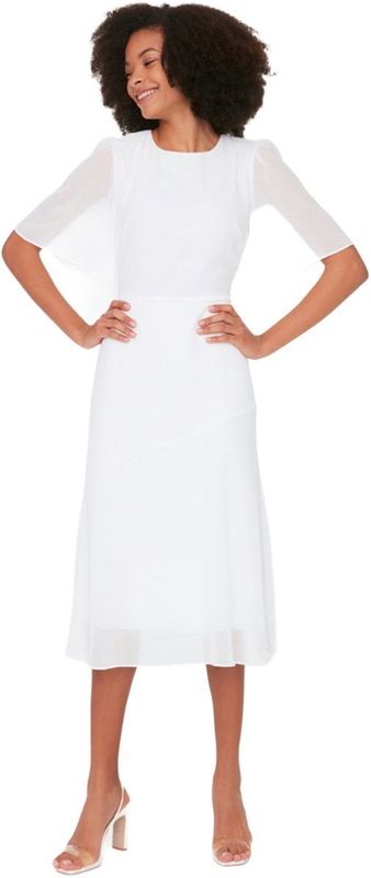 Trendyol Dames Basics Midi A-lijn Regular Fit geweven jurk, Zeer Kleurrijk, 32