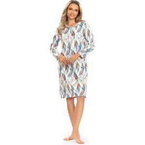 Ascafa - Dames nachthemd - Lange mouw - Multicolor - Maat 38