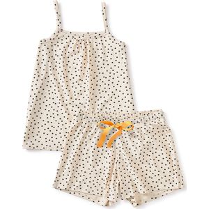 Little Label Pyjama Dames Maat XS/34-36 - off white, zwart - Gestipt - Shortama - Zachte BIO Katoen