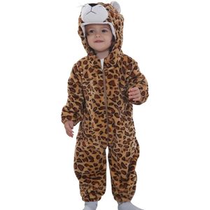 Hooded Flannel Baby Romper Dierenprint voor Peuters - Comfortabele Slapen en Speeloutfit