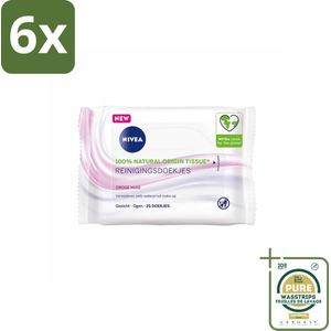 NIVEA - Reinigingsdoekjes - Verzachtend - Droge Huid - Verwijdert Waterbestendige Make-up - 25 Doekjes - Voordeelverpakking - 6 stuks - Droge huid - Gevoelige huid