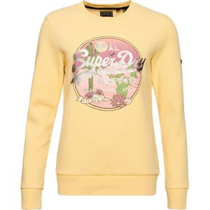 Superdry Vintage Vl Narrative Crew Dames Trui - Geel - Maat XXS