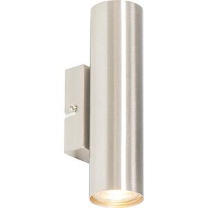 QAZQA jeana - Moderne Wandlamp Up Down voor binnen - 2 lichts - D 80 mm - Staal - Woonkamer | Slaapkamer | Keuken