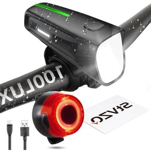 100 Lux Fietsverlichtingsset StVZO-goedgekeurd - 200m Zichtbaar USB-C Oplaadbaar IPX5 Waterdicht