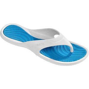 BECO dames teenslippers - wit/turquoise - maat 38