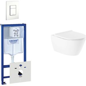 QeramiQ Salina Toiletset - inbouwreservoir - spoelrandloos - wandcloset - softclose - bedieningsplaat verticaal/horizontaal wit