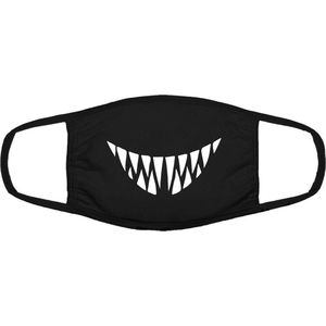 Monster teeth mondkapje | monster | gebit | tanden | tandarts | gezichtsmasker | bescherming | bedrukt | logo | Zwart mondmasker van katoen, uitwasbaar & herbruikbaar. Geschikt voor OV
