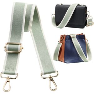 Navaris muntgroene tassenriem verstelbaar - Gouden gespen - Schouderband voor tas - Bag strap - 75 - 138 cm - Vervangende riem - Groene streep