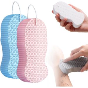 2025 Magic Exfoliating Bath Sponge - Ultrazachte, huidvriendelijke, herbruikbare 3D exfoliërende badspons voor volwassenen en kinderen (roze en blauw)