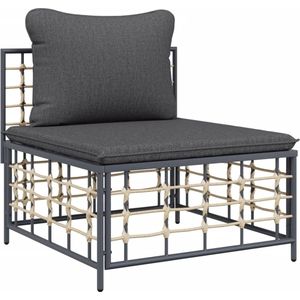 VidaXL Loungeset 6-delig met Kussens - Poly Rattan Antracietkleurig