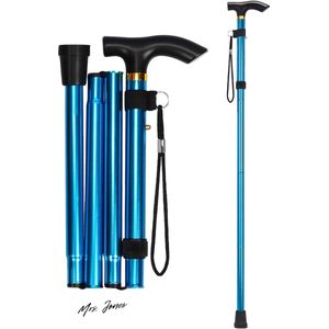 Mrs. Jones Wandelstok inklapbaar voor senioren in hoogte verstelbaar - opvouwbare T-greep voor ouderen en gehandicapten. .