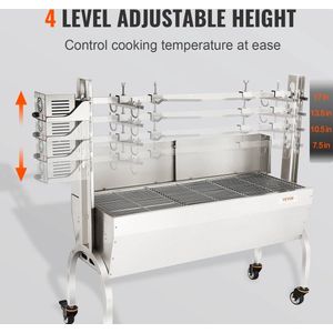 Electric BBQ Rotisserie Grill Kit - Grill Rotisserie Kit - 4RPM - Elektrische BBQ met Motor - RVS Automatische Grillset - Roestvrijstalen zeskantige spitstang - Rotisserie Grill - BBQ Hele Lam & Geit - Zilver