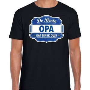 Cadeau t-shirt voor de beste opa voor heren - zwart met blauw - opa's - kado shirt / kleding - verjaardag / collega L