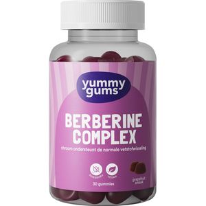 Yummygums • Berberine Complex Gummies • vetstofwisseling en bloedsuikerspiegel • chroom & moerbei • suikervrij • 30 gummies