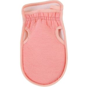 Huishoudelijke, krachtige modderscrubhandschoen - Exfoliërende badhanddoek - Veganistische viscose + duimgat - Pijnloze dikke modderscrub - Perfect voor rug, armen en dijen - roze