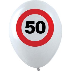 10x stuks Ballonnen 50 jaar verkeersbord versiering, Verjaardag