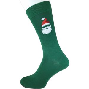 Bonnie Doon Mr. Claus Christmas Sock Kerstsokken met subtiel ingebreide Kerstman Heren Groen maat 40/46 - Kerst - feestelijk - subtiel - gladde teennaad - versterkte hak en teen - Oekotex - vrolijke sokken - Groene sokken -Bottle Green -BP252104
