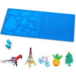 3D-pensjabloon, 3D-penaccessoire, groot siliconenkussen, met 2 vingerbeschermers (ideaal Geschikt voor kinderen en beginners), 3D-penkunstenaar, blauw, 16,2 x 8 inch