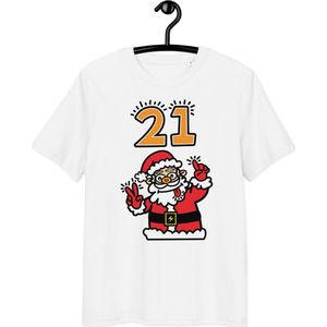 Bitcoin T-shirt - Crazy Santa 21 - Kerst T-shirt - Unisex - 100% Biologisch Katoen - Wit - Maat S | By BitPopArt | Bitcoin cadeau| Bitcoin T-shirt | Bitcoin Shirt| Bitcoin Merch| Bitcoin Kleding| Crypto Kleding