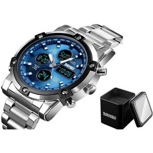 Horloges voor mannen - Blauw - Gift Box - Roestvrijstaal Design - Heren Horloge - Waterdicht - Kerst cadeau