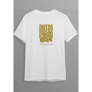 Motorshirt | Bikershirt | Wit T-shirt | Goude opdruk | L | Opdruk 2