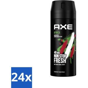 24 x Axe - Deodorant Bodyspray - 48hrs Non Stop Fresh - Africa - Mandarin & Sandalwood - 150 ml - AXE Deodorant - Deodorant Bodyspray - Geur - Mandarijn - Sandelhout
