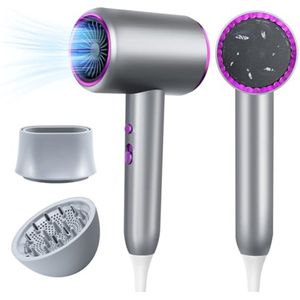 2000W Föhn met Iontechnologie, 2 Snelheden en 3 Temperatuurinstellingen, met Concentraat en Diffuser voor Droog en Krullend Haar