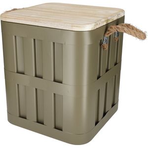 JENS Living opbergbox Daan - Metalen opbergbox poefkg belastbaarx 30 x 34,5 cm - Groen