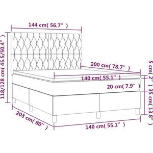 VidaXL Boxspring Matras Stof Donkerbruin 140x200 cm