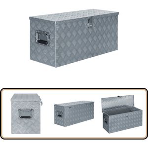 vidaXL Opbergkist Aluminium 90,5x35x40 cm Zilver Aluminium Kist - Trailerkist - Opbergbox - Gereedschapswagen - Campinguitrusting