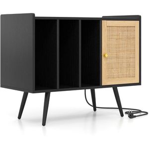 Platenspeler Meubel - LP-kast - Platenspelerkast - Draaitafelstandaard - Platenspelerstandaard - Vintage Displayplank - Zwart