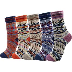 Huissokken - Wintersokken - 5 Paar - Thuissokken - Huissokken Dames en Heren - Verwarmde sokken - Fleece Sokken - Dikke Sokken - Slofsokken - Warme Sokken - Bedsokken - Gevoerde Sokken - Winter Sokken - Cadeautip - KerstPositief tegen, één maat