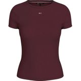Tommy Jeans Essential Rib Ext T-shirt Met Korte Mouwen Paars S Vrouw