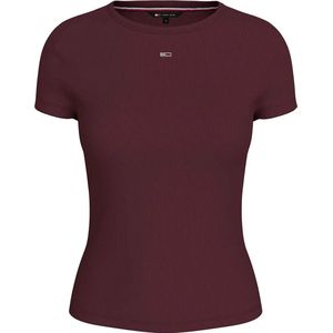 Tommy Jeans Essential Rib Ext T-shirt Met Korte Mouwen Paars S Vrouw