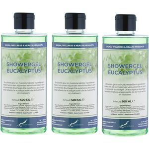 Douchegel Eucalyptus 500 ml - met klepdop - set van 3 stuks - transparant - Showergel