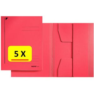 5 x Dossiermap - A4 - Leitz - Manilla karton - rood