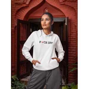 Hoodie - Fuck off - Wurban Wear | Grappige hoodie | Leuk cadeau | Unisex hoodie | meme | Meme kleding | Viespeuk | Grappige kleding | Grappige trui | Dubbelzinnige kleding | Wit