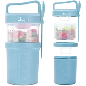 Mueslibeker To Go 560 ml + 360 ml | 2-in-1 Yoghurtbeker met Lepel en Deksel | Lekvrij en Handig voor Yoghurt en Muesli
