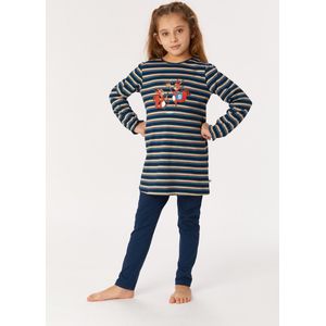 Woody pyjama meisjes/dames - multicolor gestreept - eekhoorn - 222-1-BLB-S/911 - maat 140
