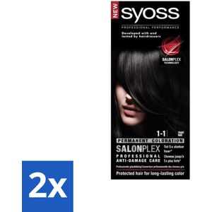Syoss - Haarverf - 1-1 Zwart - Salonplex Technologie - 1 Haarkleuring - Voordeelverpakking - 2 stuks
