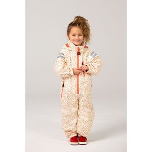 Ducksday - Regenpak Kinderen - Waterdicht - Ademend - Eendelig - Regenkleding Unisex - Poppy - Ecru Rood - Maat 74/80