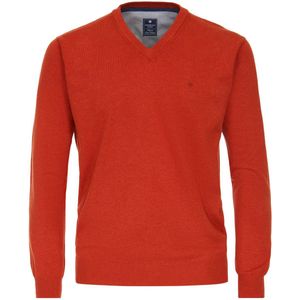 Redmond - Heren Trui - Terracotta - V-hals - Katoen - Middeldik