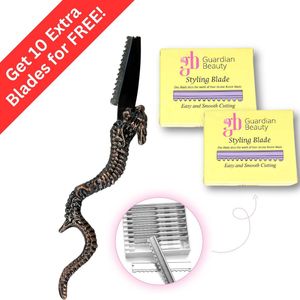 Guardian Beauty Dragon Razor – Professioneel Haar Dunner & Styling Scheermes met 10 Premium Feather Mesjes + 10 Extra Mesjes GRATIS (Brons)