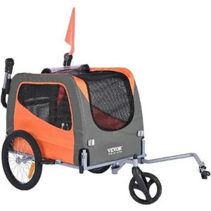 One stop shop - Luxe Fietskar Hondenaanhanger - Met Jogger Functie - 2in1 - Opvouwbaar - Hondenfietskar - Tot 30kg - XLarge - Oranje