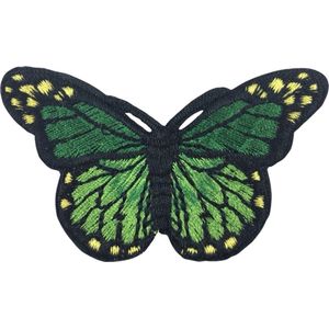 Vlinder Strijk Embleem Patch Donkergroen Zwart 8 cm / 4.5 cm / Groen