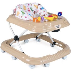 Bogi baby walker - Luxe loopstoel - Verstelbaar in 3 standen - Zitje extra hoog extra veilig - Met 3 speelfuncties - 10 wielen -Beige